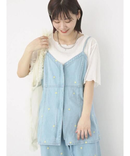 ehka sopo（エヘカソポ）の「花刺繍デニムビスチェ(セットアップ可
