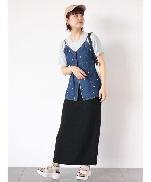 ehka sopo（エヘカソポ）の「花刺繍デニムビスチェ(セットアップ可)（シャツ/ブラウス・レディース・サックスブルー/ブラック/ネイビー・F）」の13枚目の写真