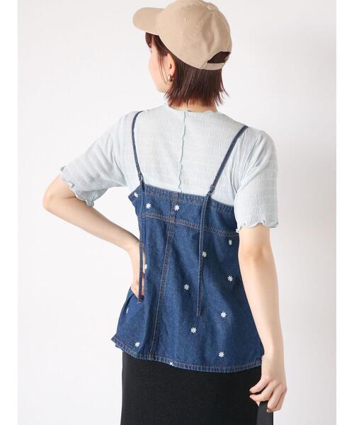 ehka sopo（エヘカソポ）の「花刺繍デニムビスチェ(セットアップ可