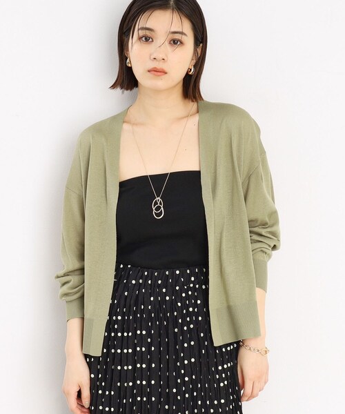 THE SHOP TK （ザ ショップ ティーケー ）の「◆【冷房対策】さらりと羽織る麻調カーデ/洗濯機OK（カーディガン/ボレロ・レディース・カーキ/オフホワイト/ブラック/ナチュラル・12/13）」の4枚目の写真
