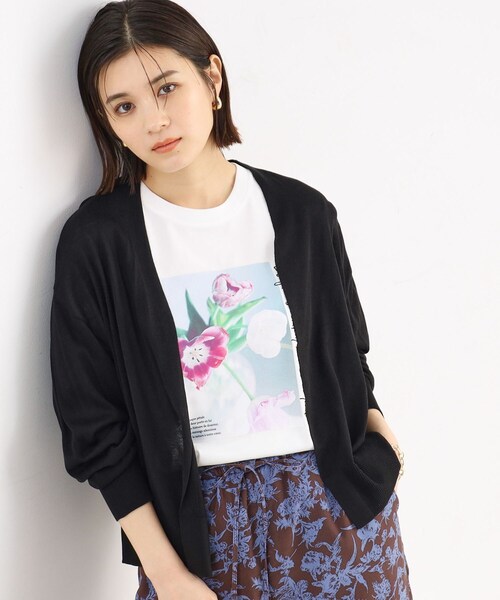 THE SHOP TK （ザ ショップ ティーケー ）の「◆【冷房対策】さらりと羽織る麻調カーデ/洗濯機OK（カーディガン/ボレロ・レディース・カーキ/オフホワイト/ブラック/ナチュラル・12/13）」の2枚目の写真