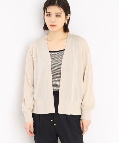 THE SHOP TK （ザ ショップ ティーケー ）の「◆【冷房対策】さらりと羽織る麻調カーデ/洗濯機OK（カーディガン/ボレロ・レディース・カーキ/オフホワイト/ブラック/ナチュラル・12/13）」の13枚目の写真