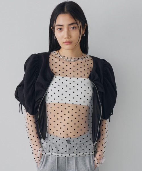 Aunt Marie's（アントマリーズ）の「シアードットチュールトップス（Tシャツ/カットソー・レディース・ネイビー/ホワイト/ブラック・FREE）」の20枚目の写真