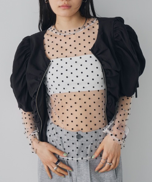 Aunt Marie's（アントマリーズ）の「シアードットチュールトップス（Tシャツ/カットソー・レディース・ネイビー/ホワイト/ブラック・FREE）」の21枚目の写真