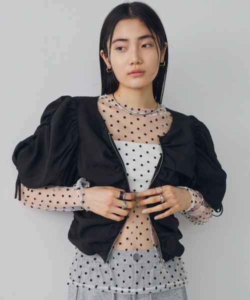 Aunt Marie's（アントマリーズ）の「シアードットチュールトップス（Tシャツ/カットソー・レディース・ネイビー/ホワイト/ブラック・FREE）」の22枚目の写真