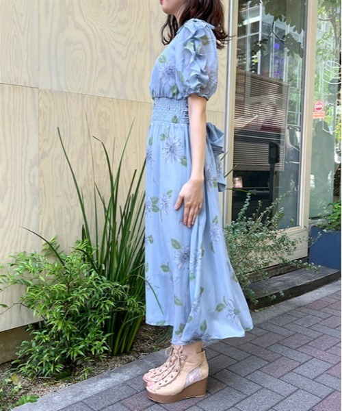 axes femme（アクシーズファム）の「フリル袖シャーリングワンピース