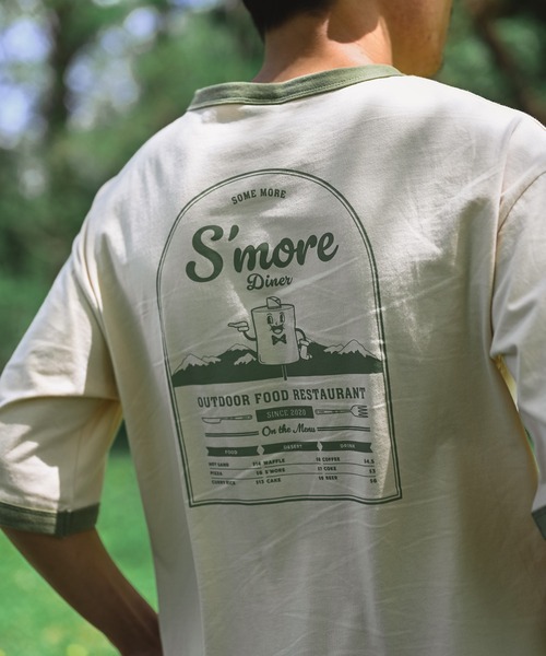S'more(スモア)の「S'more diner ringer T-shirt (SS)(Tシャツ/カットソー・レディース・グレー/ベージュ/ブラウン・MEDIUM/LARGE/X-LARGE/SMALL)」の1枚目の写真