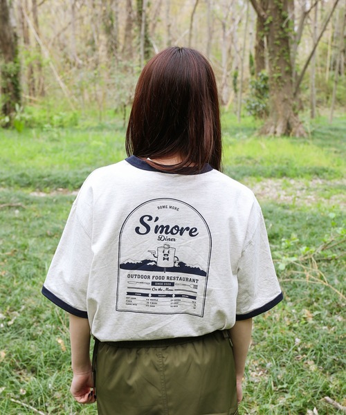 S'more(スモア)の「S'more diner ringer T-shirt (SS)(Tシャツ/カットソー・レディース・グレー/ベージュ/ブラウン・MEDIUM/LARGE/X-LARGE/SMALL)」の2枚目の写真
