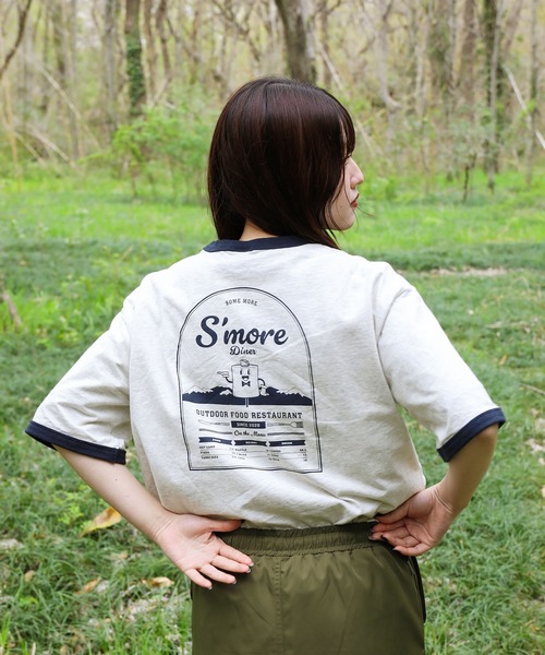 S'more(スモア)の「S'more diner ringer T-shirt (SS)(Tシャツ/カットソー・レディース・グレー/ベージュ/ブラウン・MEDIUM/LARGE/X-LARGE/SMALL)」の13枚目の写真