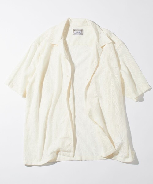 FREAK'S STORE(フリークスストア)の「FREAK’S STORE/フリークスストア インド製 リラックスフィット レース編み オープンカラーシャツ ショートスリーブ(シャツ/ブラウス・メンズ・ホワイト/ブラック・MEDIUM/LARGE)」の6枚目の写真