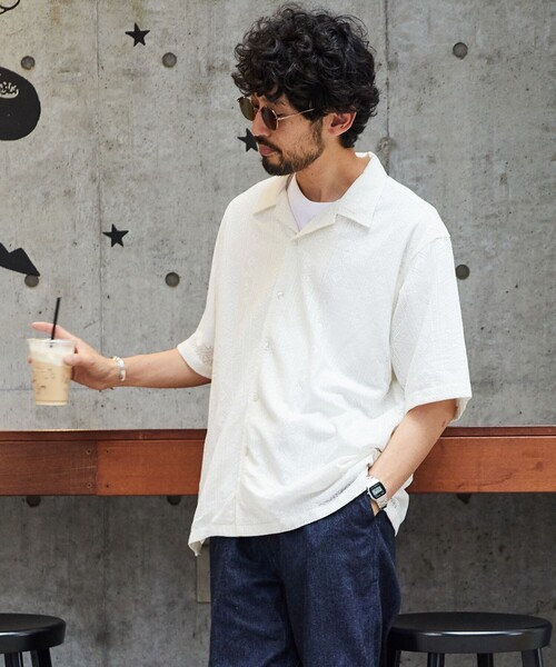 FREAK'S STORE(フリークスストア)の「FREAK’S STORE/フリークスストア インド製 リラックスフィット レース編み オープンカラーシャツ ショートスリーブ(シャツ/ブラウス・メンズ・ホワイト/ブラック・MEDIUM/LARGE)」の19枚目の写真