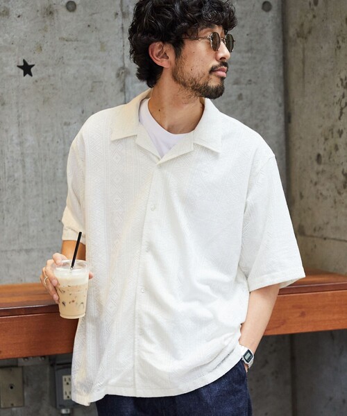 FREAK'S STORE(フリークスストア)の「FREAK’S STORE/フリークスストア インド製 リラックスフィット レース編み オープンカラーシャツ ショートスリーブ(シャツ/ブラウス・メンズ・ホワイト/ブラック・MEDIUM/LARGE)」の18枚目の写真
