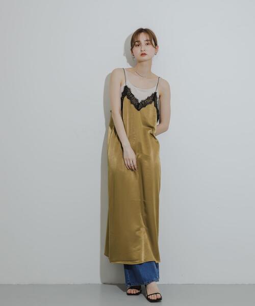 SENSE OF PLACE by URBAN RESEARCH（センスオブプレイスバイアーバンリサーチ）の「レースサテンキャミワンピース（ワンピース・レディース・ベージュ/ネイビー/ブラック・S/ONE）」の7枚目の写真