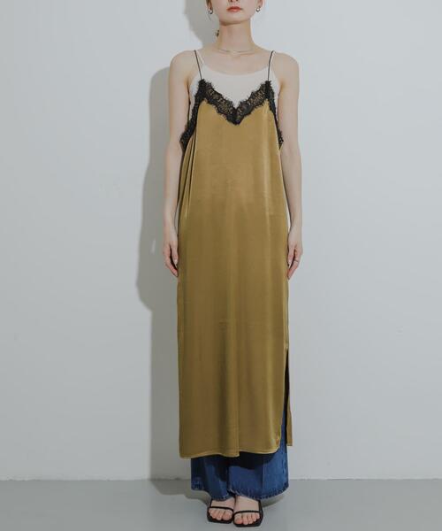 SENSE OF PLACE by URBAN RESEARCH（センスオブプレイスバイアーバンリサーチ）の「レースサテンキャミワンピース（ワンピース・レディース・ベージュ/ネイビー/ブラック・S/ONE）」の11枚目の写真