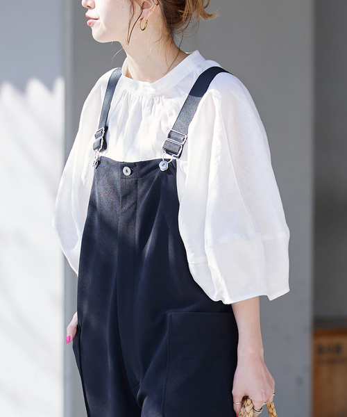 B.C STOCK(ベーセーストック)の「《追加》フレンチリネン2wayブラウス(シャツ/ブラウス・レディース・ホワイト/ブラック/カーキ/ブラックミックス・FREE)」の8枚目の写真