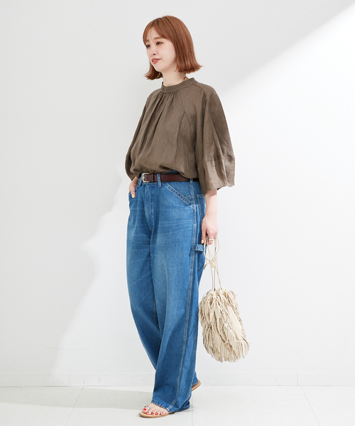 B.C STOCK(ベーセーストック)の「《追加》フレンチリネン2wayブラウス(シャツ/ブラウス・レディース・ホワイト/ブラック/カーキ/ブラックミックス・FREE)」の10枚目の写真