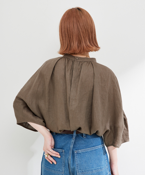 B.C STOCK(ベーセーストック)の「《追加》フレンチリネン2wayブラウス(シャツ/ブラウス・レディース・ホワイト/ブラック/カーキ/ブラックミックス・FREE)」の16枚目の写真