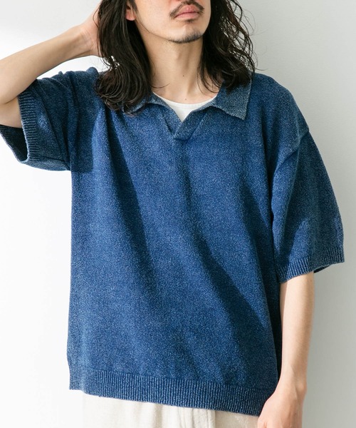 URBAN RESEARCH Sonny Label（アーバンリサーチサニーレーベル）の「インディゴパイルスキッパープルオーバー（ポロシャツ・メンズ・インディゴブルー/ライトインディゴブルー・MEDIUM/LARGE）」の12枚目の写真