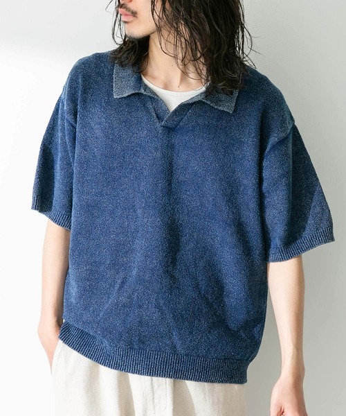 URBAN RESEARCH Sonny Label（アーバンリサーチサニーレーベル）の「インディゴパイルスキッパープルオーバー（ポロシャツ・メンズ・インディゴブルー/ライトインディゴブルー・MEDIUM/LARGE）」の13枚目の写真