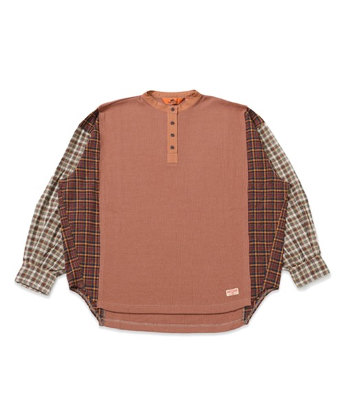 KRIFF MAYER Lady's Collection（クリフメイヤーレディースコレクション）の「リメイク風ヘンリーネックT（Tシャツ/カットソー・レディース・ナチュラル/グレー/ピンク/ネイビー/チャコール・MEDIUM/LARGE）」の5枚目の写真