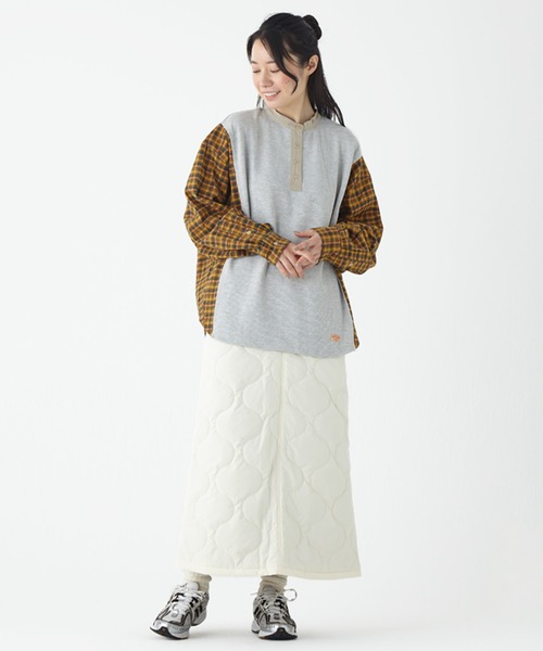 KRIFF MAYER Lady's Collection（クリフメイヤーレディースコレクション）の「リメイク風ヘンリーネックT（Tシャツ/カットソー・レディース・ナチュラル/グレー/ピンク/ネイビー/チャコール・MEDIUM/LARGE）」の12枚目の写真