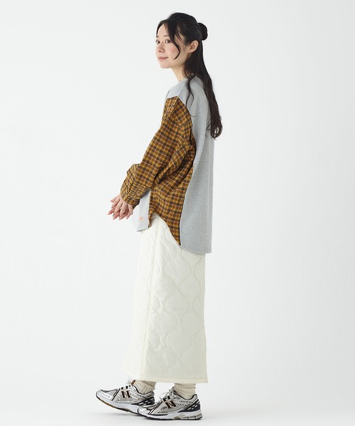 KRIFF MAYER Lady's Collection（クリフメイヤーレディースコレクション）の「リメイク風ヘンリーネックT（Tシャツ/カットソー・レディース・ナチュラル/グレー/ピンク/ネイビー/チャコール・MEDIUM/LARGE）」の13枚目の写真