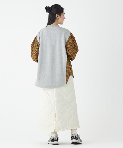 KRIFF MAYER Lady's Collection（クリフメイヤーレディースコレクション）の「リメイク風ヘンリーネックT（Tシャツ/カットソー・レディース・ナチュラル/グレー/ピンク/ネイビー/チャコール・MEDIUM/LARGE）」の14枚目の写真