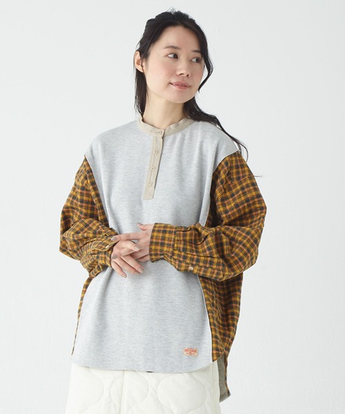 KRIFF MAYER Lady's Collection（クリフメイヤーレディースコレクション）の「リメイク風ヘンリーネックT（Tシャツ/カットソー・レディース・ナチュラル/グレー/ピンク/ネイビー/チャコール・MEDIUM/LARGE）」の11枚目の写真