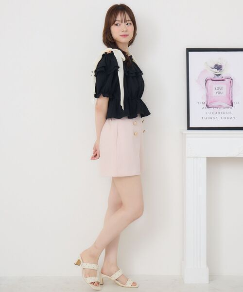 ems excite（エムズエキサイト）の「肩リボンフリルBL（シャツ/ブラウス・レディース・ブラック/グリーン/ホワイト系その他・FREE）」の15枚目の写真