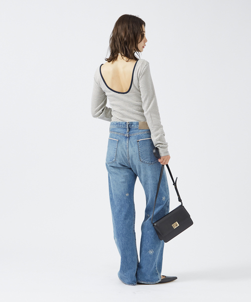 MILLER（ミラー）の「＜追加3＞【Robert P. Miller】パネルリブ バックオープンロンT / 背あき / カップ付 / 長袖 / ボーダー / 無地（Tシャツ/カットソー・レディース・ネイビー/ブラウン/ブラック/クリーム/ホワイト/チャコールグレー/グレー・フリー）」の15枚目の写真