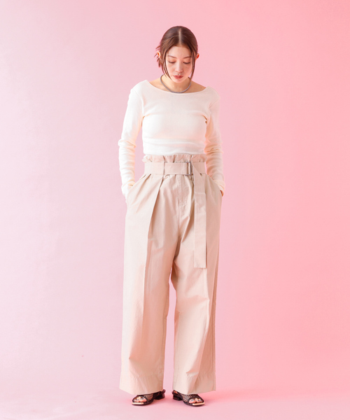 MILLER（ミラー）の「＜追加3＞【Robert P. Miller】パネルリブ バックオープンロンT / 背あき / カップ付 / 長袖 / ボーダー / 無地（Tシャツ/カットソー・レディース・ネイビー/ブラウン/ブラック/クリーム/ホワイト/チャコールグレー/グレー・フリー）」の17枚目の写真