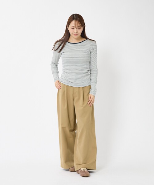 MILLER（ミラー）の「＜追加3＞【Robert P. Miller】パネルリブ バックオープンロンT / 背あき / カップ付 / 長袖 / ボーダー / 無地（Tシャツ/カットソー・レディース・ネイビー/ブラウン/ブラック/クリーム/ホワイト/チャコールグレー/グレー/ブラウン系その他・フリー）」の19枚目の写真