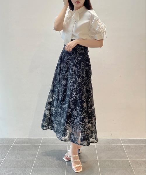 TORTE(トルテ)の「肩開きフリルボウタイブラウス(Tシャツ/カットソー・レディース・パープル/ホワイト/ホワイト系その他・FREE)」の8枚目の写真