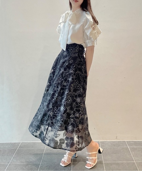 TORTE(トルテ)の「肩開きフリルボウタイブラウス(Tシャツ/カットソー・レディース・パープル/ホワイト/ホワイト系その他・FREE)」の9枚目の写真