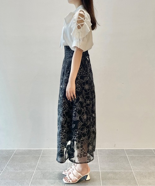 TORTE(トルテ)の「肩開きフリルボウタイブラウス(Tシャツ/カットソー・レディース・パープル/ホワイト/ホワイト系その他・FREE)」の10枚目の写真