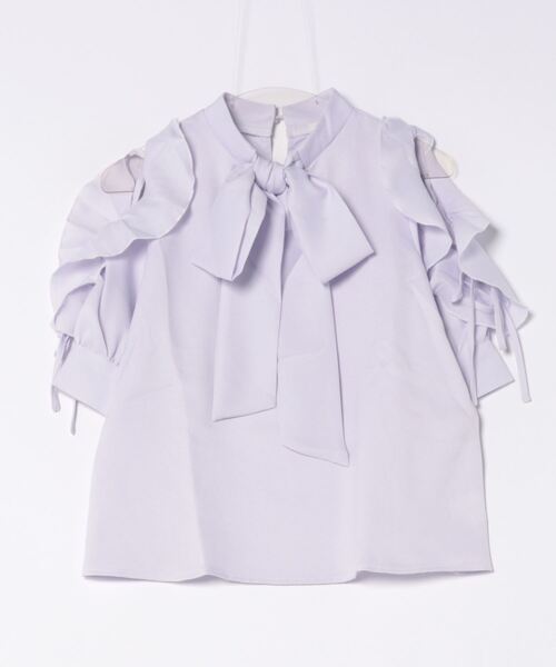 TORTE(トルテ)の「肩開きフリルボウタイブラウス(Tシャツ/カットソー・レディース・パープル/ホワイト/ホワイト系その他・FREE)」の22枚目の写真