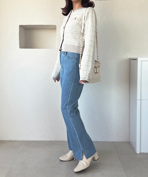 セール】アシメスリットフレアデニムパンツ【ZOZOTOWN限定アイテム