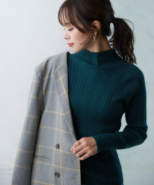 nissen(ニッセン)の「綿100%ハイネックランダムリブニット(ニット/セーター・レディース・グリーン/チャコールグレー/グレイッシュベージュ/アイボリー/ブラック・M/S/LL/L)」の17枚目の写真