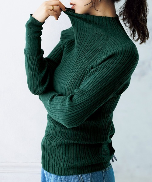 nissen(ニッセン)の「綿100%ハイネックランダムリブニット(ニット/セーター・レディース・グリーン/チャコールグレー/グレイッシュベージュ/アイボリー/ブラック・M/S/LL/L)」の18枚目の写真