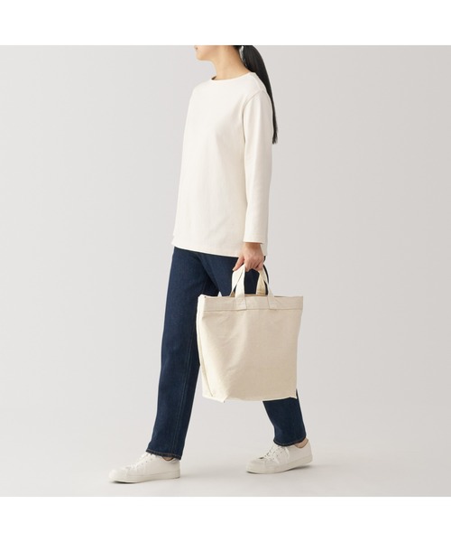 無印良品（ムジルシリョウヒン）の「帆布　２ＷＡＹトートバッグ（トートバッグ・メンズ・キナリ/カーキ系/ブラック・FREE）」の9枚目の写真