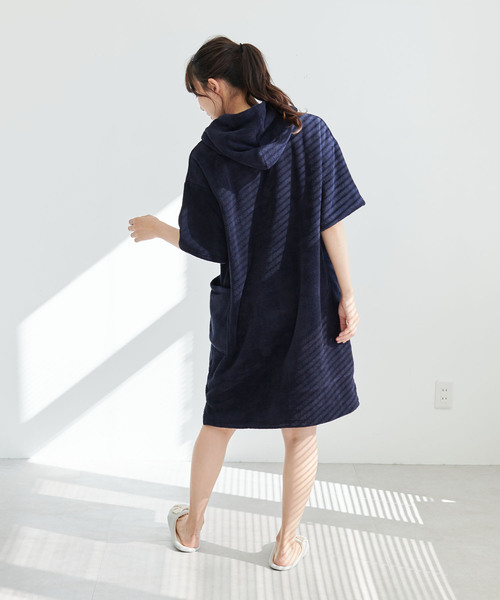 cross marche（クロスマルシェ）の「【MUSEE】フード付き湯上りワンピース（ガウン/バスローブ・レディース・ネイビー/ラベンダー/ブラウン・M/L）」の10枚目の写真