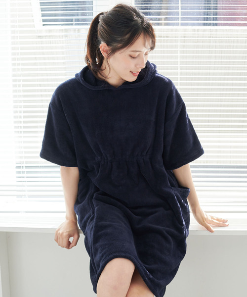 cross marche（クロスマルシェ）の「【MUSEE】フード付き湯上りワンピース（ガウン/バスローブ・レディース・ネイビー/ラベンダー/ブラウン・M/L）」の12枚目の写真