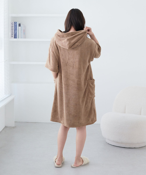 cross marche（クロスマルシェ）の「【MUSEE】フード付き湯上りワンピース（ガウン/バスローブ・レディース・ネイビー/ラベンダー/ブラウン・M/L）」の15枚目の写真