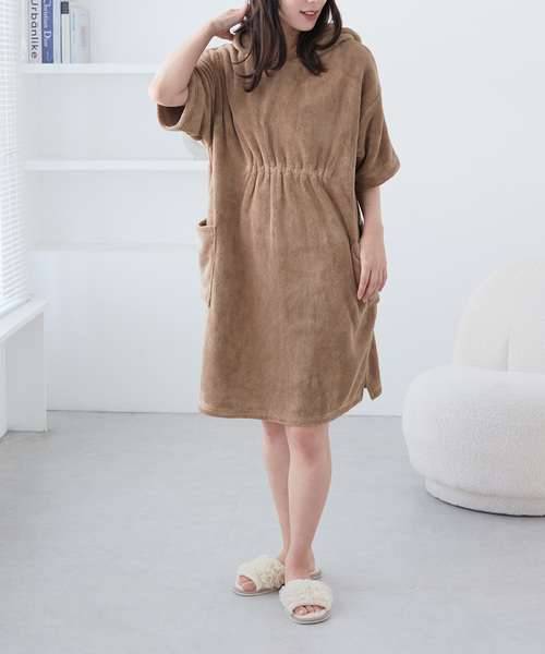 cross marche（クロスマルシェ）の「【MUSEE】フード付き湯上りワンピース（ガウン/バスローブ・レディース・ネイビー/ラベンダー/ブラウン・M/L）」の17枚目の写真