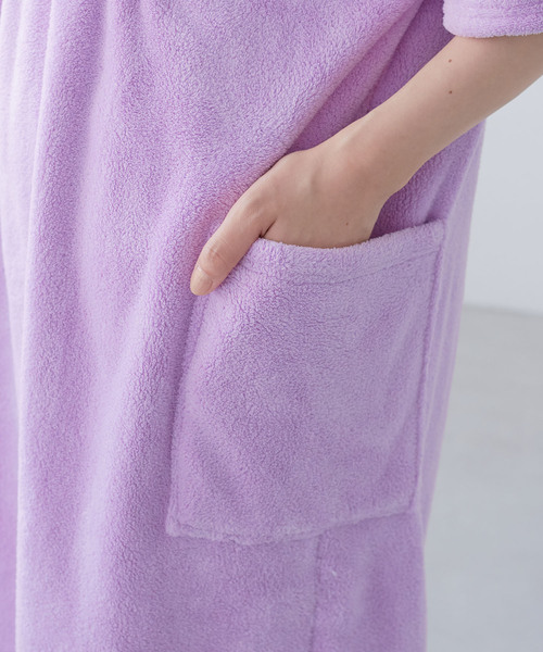 cross marche（クロスマルシェ）の「【MUSEE】フード付き湯上りワンピース（ガウン/バスローブ・レディース・ネイビー/ラベンダー/ブラウン・M/L）」の20枚目の写真