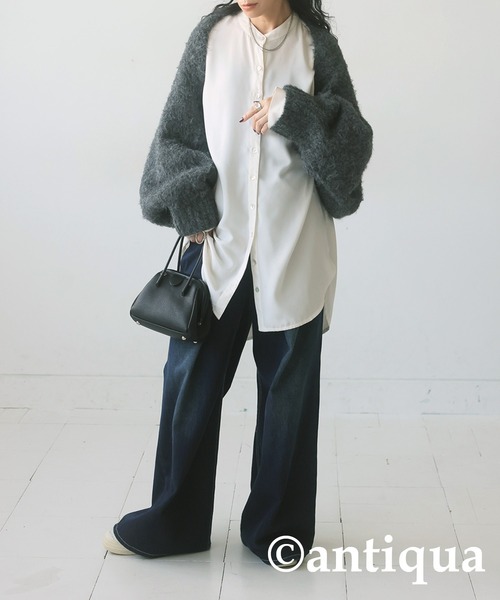 antiqua(アンティカ)の「シャギーボレロニット(ニット/セーター・レディース・ネイビー/ベージュ/ダークグレー・ONESIZE)」の8枚目の写真