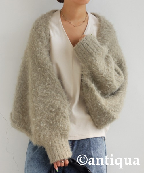 antiqua(アンティカ)の「シャギーボレロニット(ニット/セーター・レディース・ネイビー/ベージュ/ダークグレー・ONESIZE)」の11枚目の写真