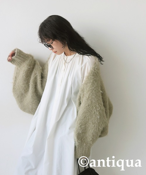 antiqua(アンティカ)の「シャギーボレロニット(ニット/セーター・レディース・ネイビー/ベージュ/ダークグレー・ONESIZE)」の12枚目の写真