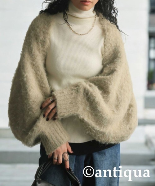 antiqua(アンティカ)の「シャギーボレロニット(ニット/セーター・レディース・ネイビー/ベージュ/ダークグレー・ONESIZE)」の16枚目の写真