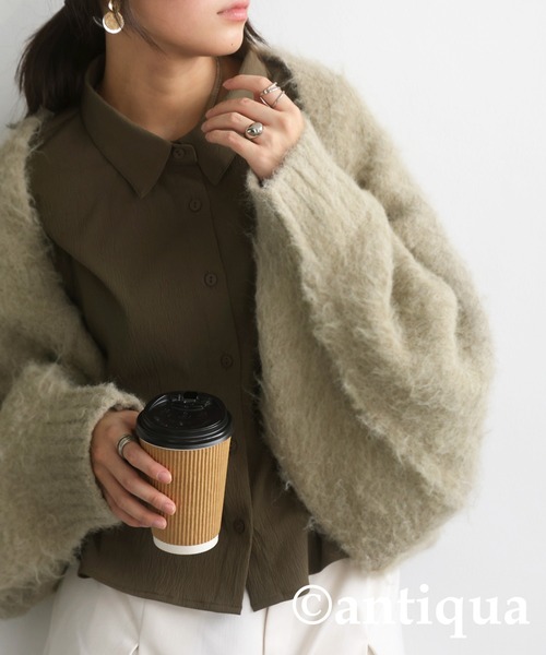 antiqua(アンティカ)の「シャギーボレロニット(ニット/セーター・レディース・ネイビー/ベージュ/ダークグレー・ONESIZE)」の20枚目の写真